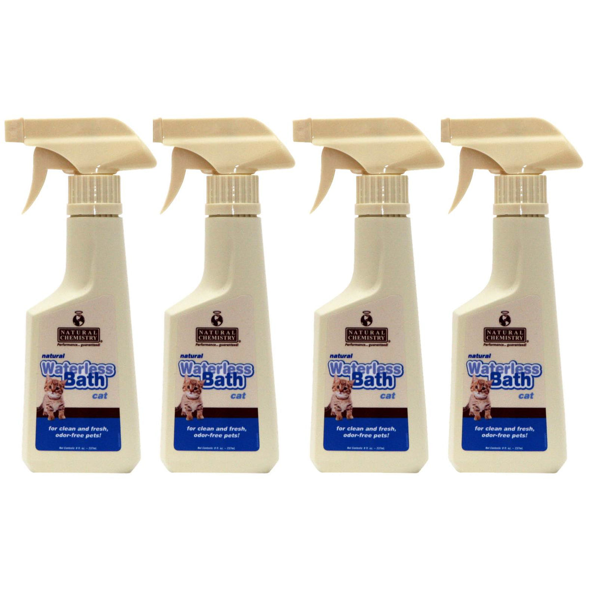 Natural Chemistry Waterless Bath for Cats Coat Cleaner Deodorizer, 8 oz (4 Pack)