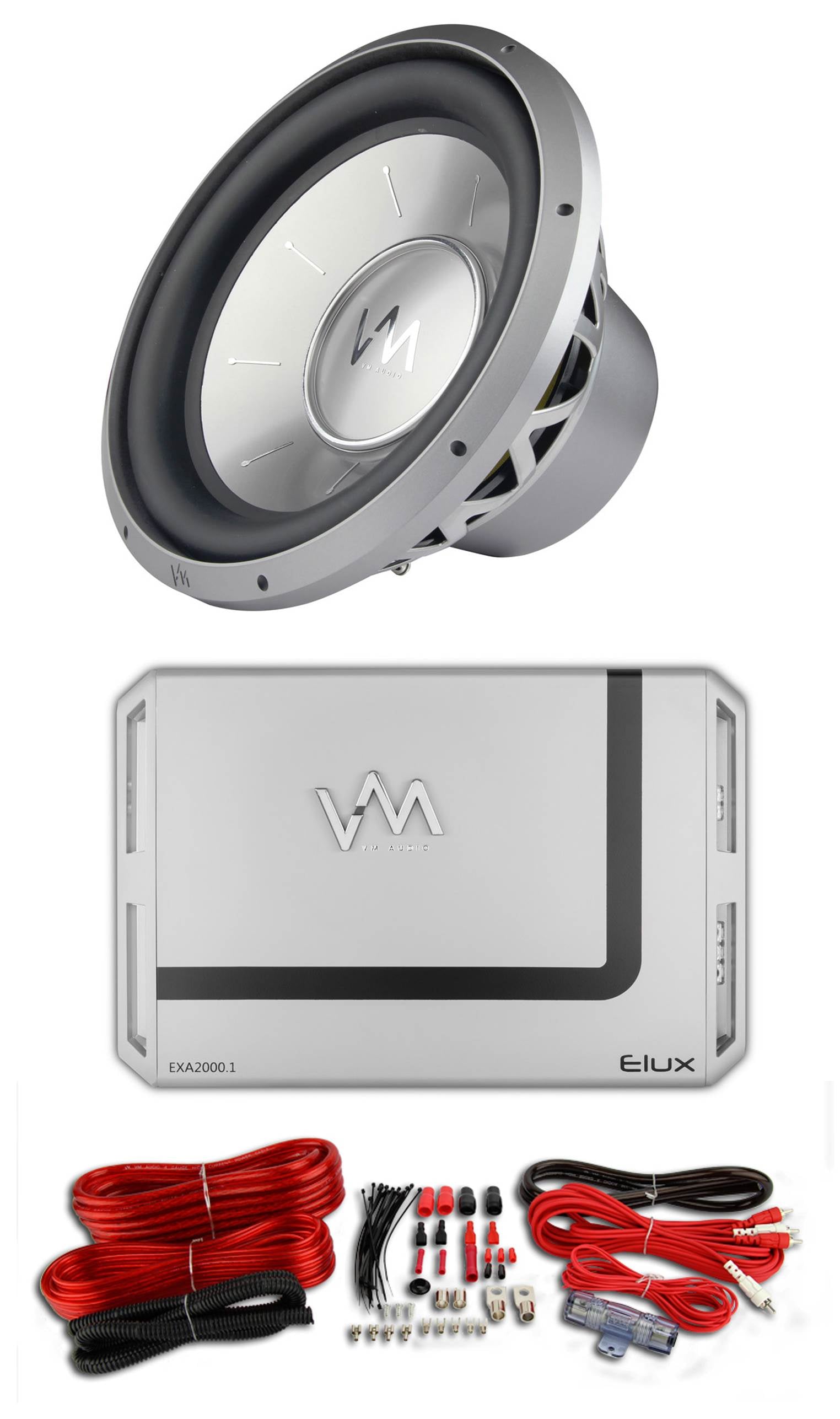 VM Audio EXW15 Elux 15" Competition Power Subwoofer Sub + VM 2000 Watt Amp Combo