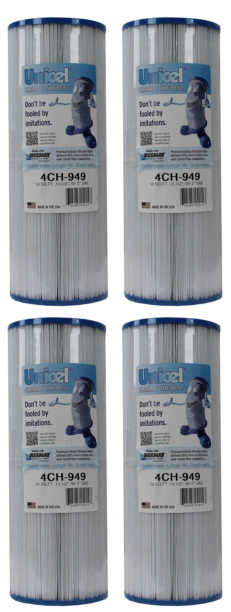 Unicel 4CH-949 Replacement 50 SqFt Filter Cartridge for Spa, 210 Pleats (4 Pack)