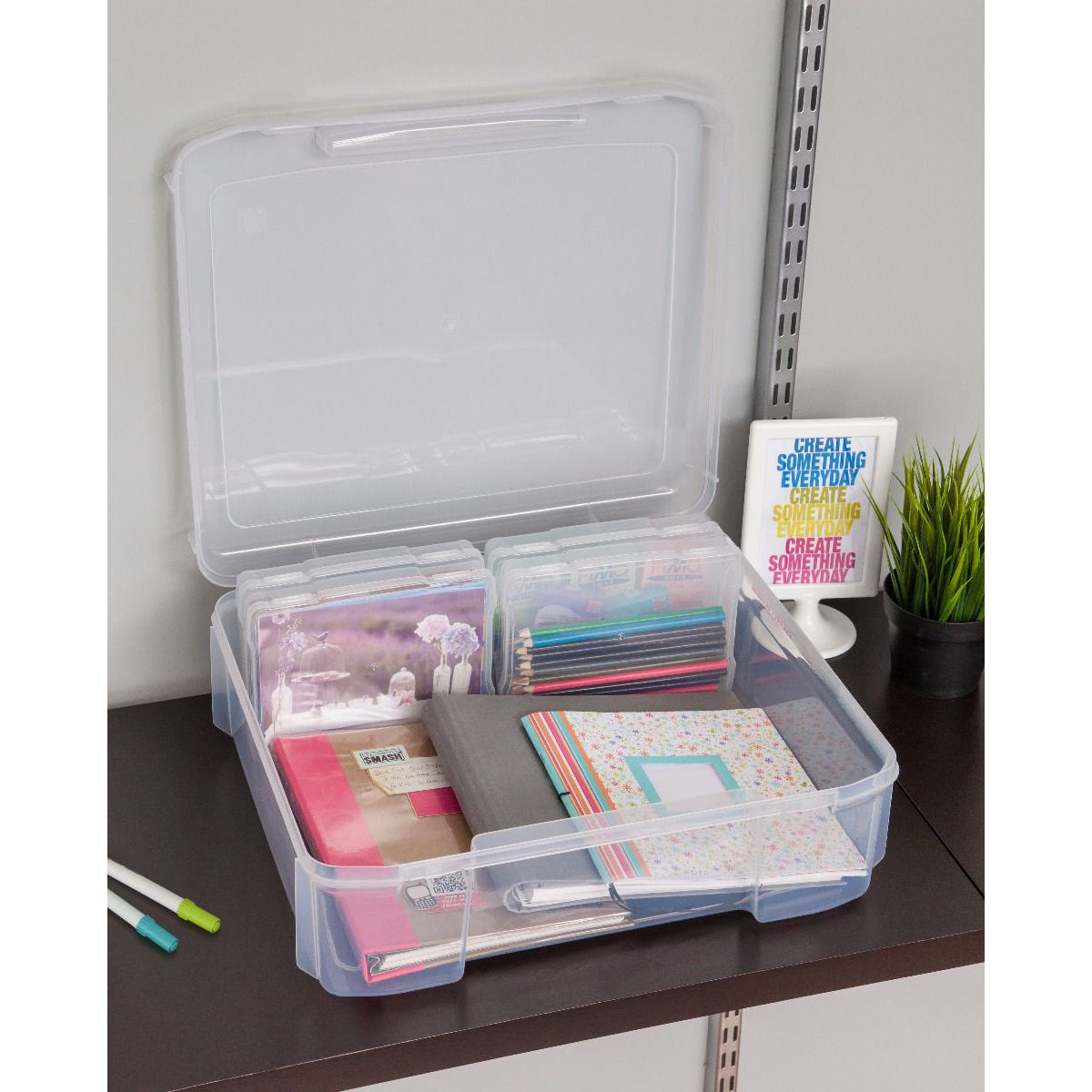 IRIS 585140 5 x 7 Inch Large Photo Craft Keeper Storage Box Organizer, Clear