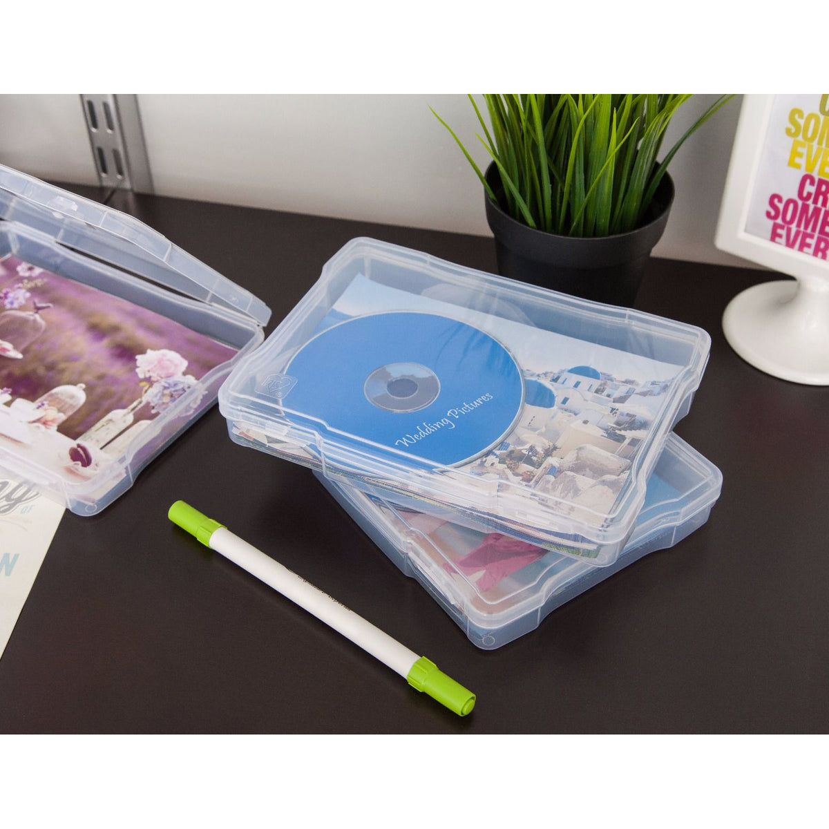 IRIS 585140 5 x 7 Inch Large Photo Craft Keeper Storage Box Organizer, Clear
