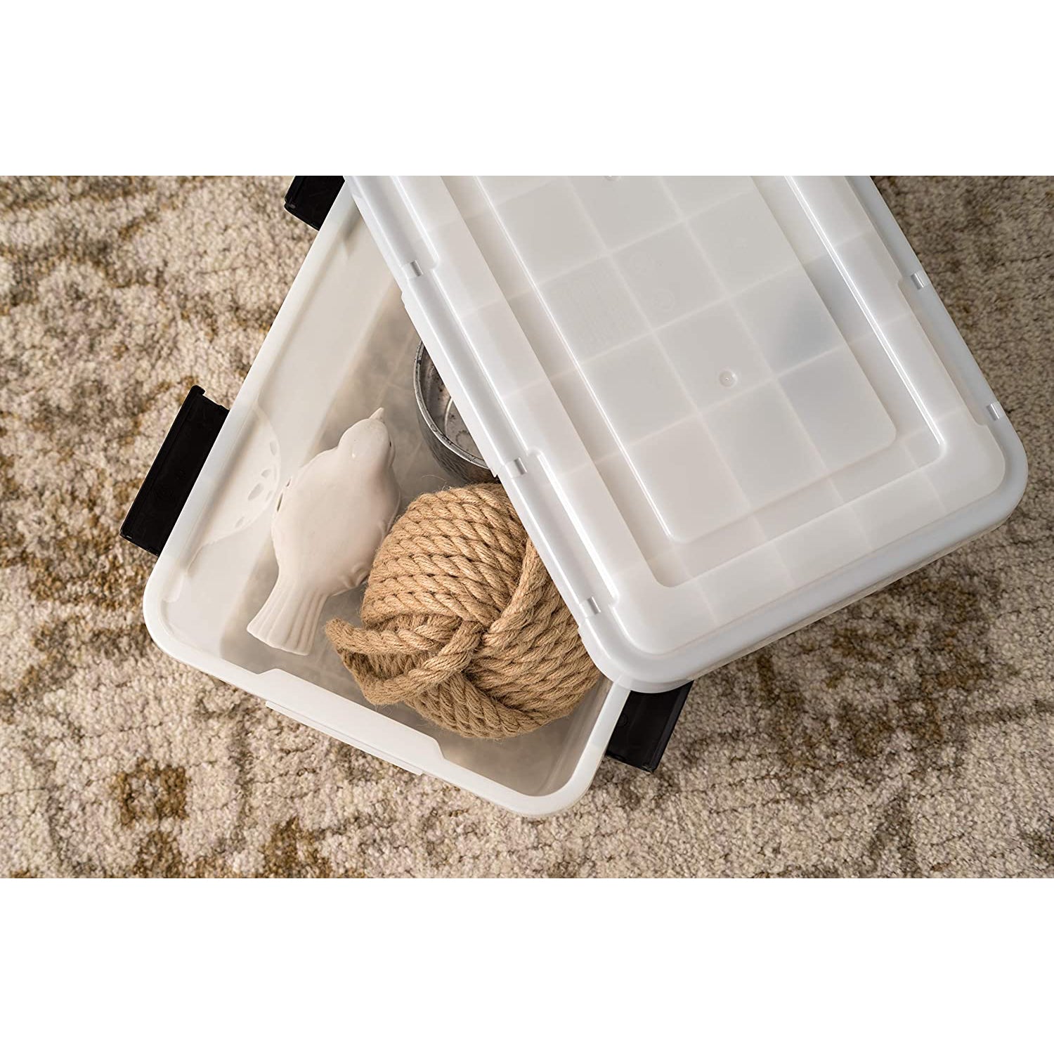 IRIS USA 19 Quart Weathertight Stackable Storage Box, Secure Lid, Clear (6 Pack)