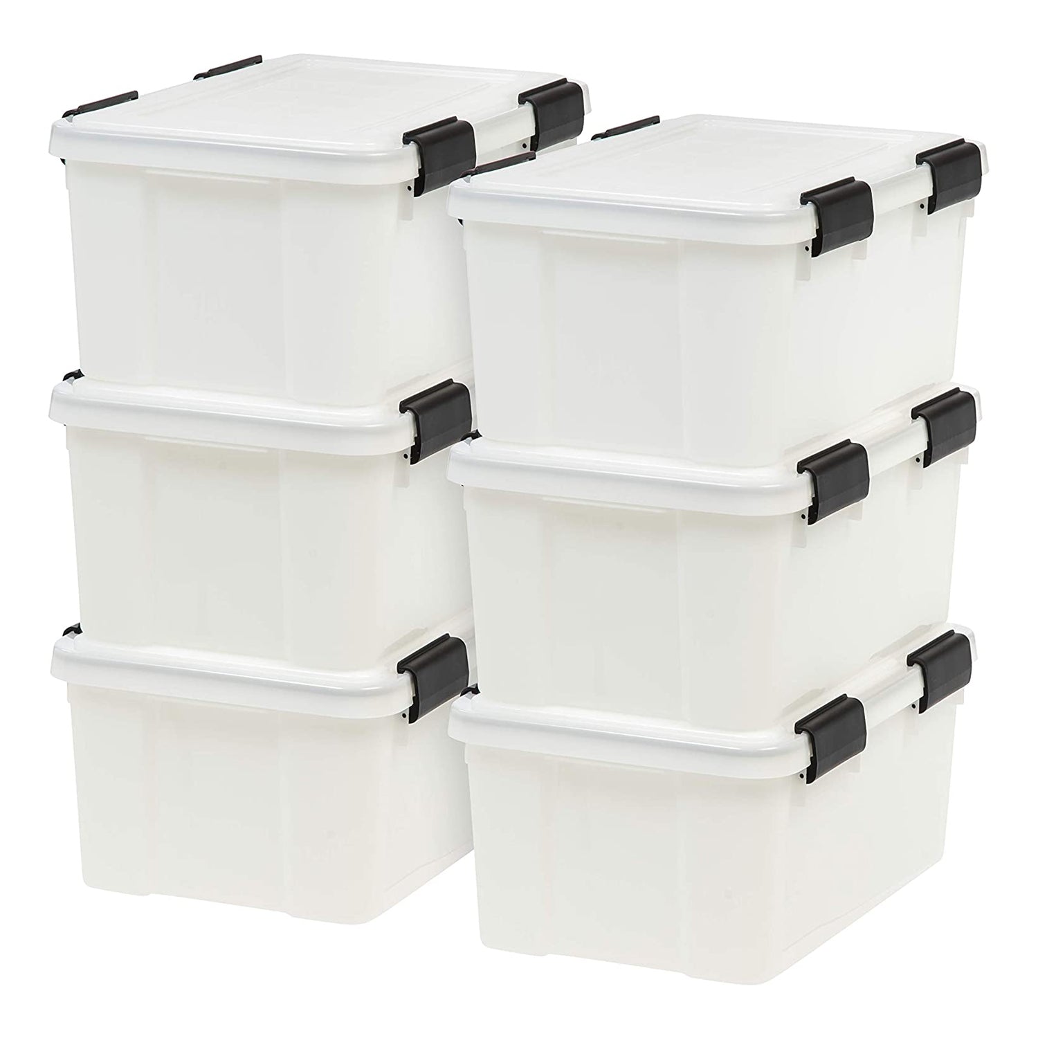 IRIS USA 19 Quart Weathertight Storage Box, Secure Lid, Clear (6 Pack)(Open Box)