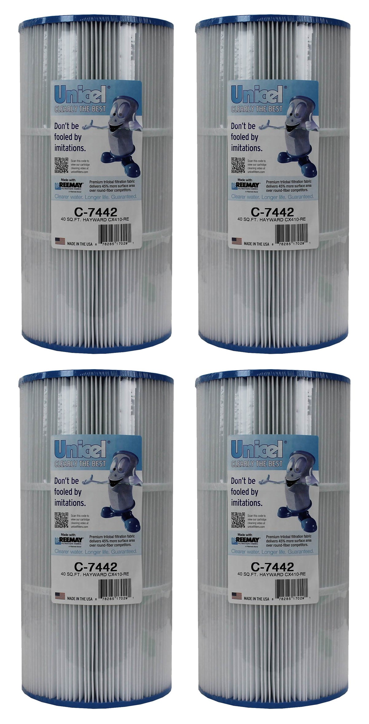 Unicel C-7442 Replacement 40 Sq Ft Pool Filter Cartridge, 120 Pleats (4 Pack)