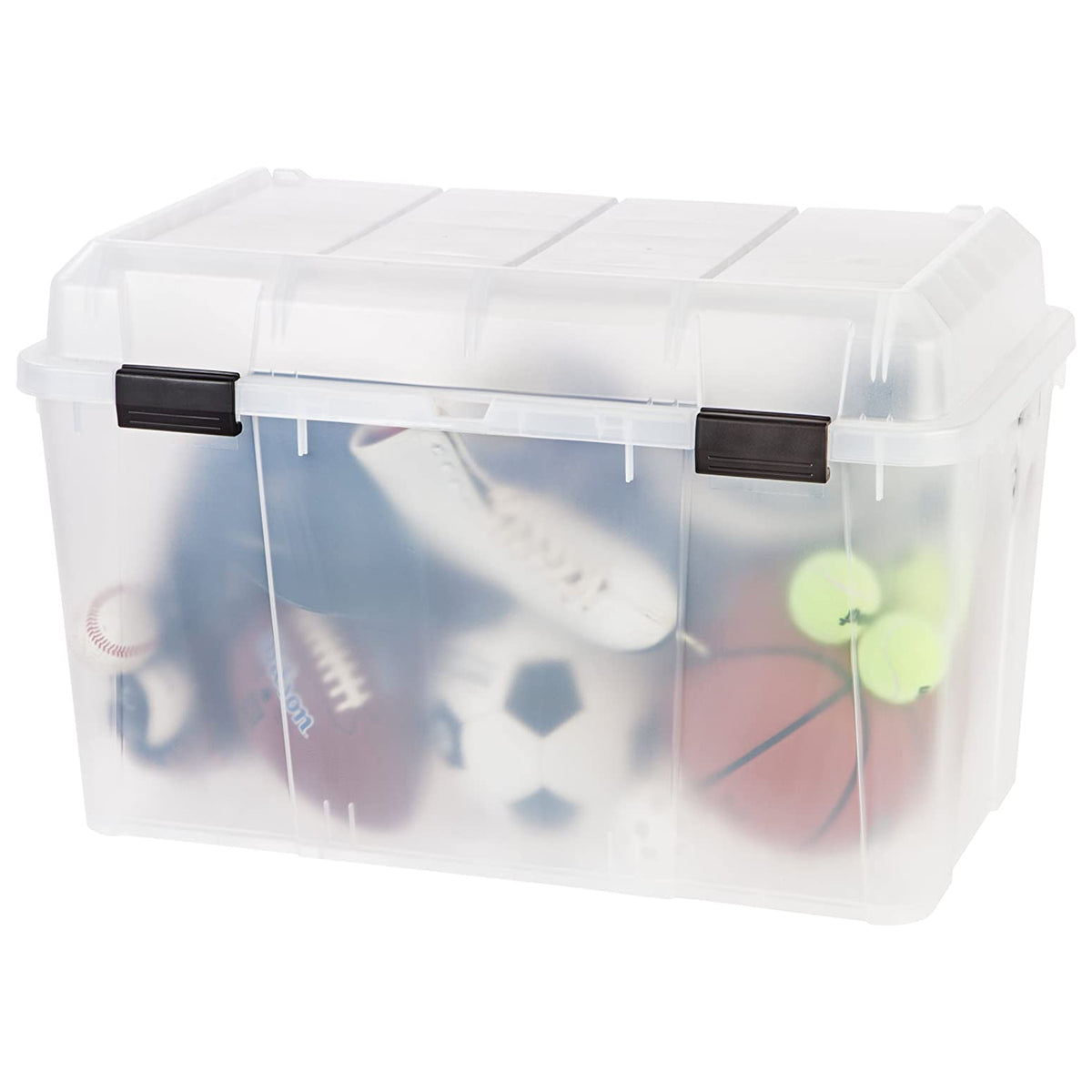 IRIS USA 138 Quart Utility Storage Trunk with Secure Hinged Lid, Clear (3 Pack)