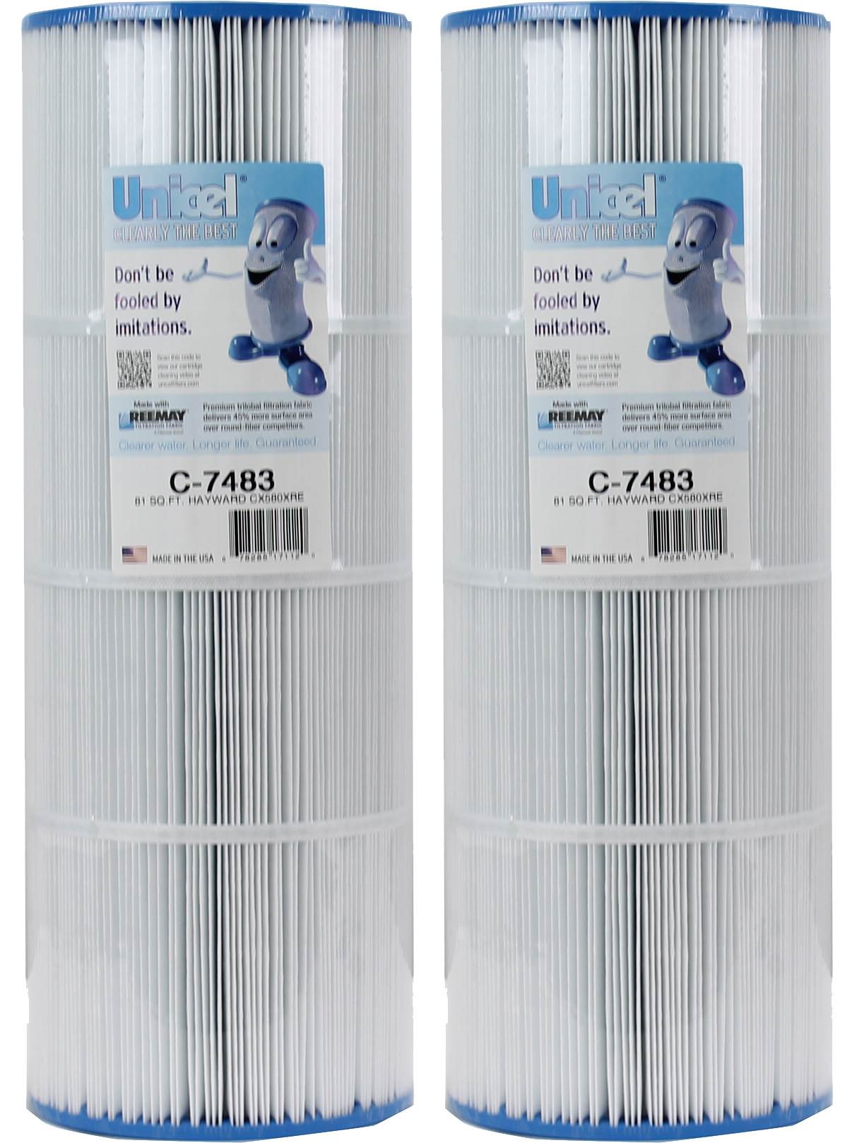 Unicel C-7483 Replacement 81 Sq Ft Pool Filter Cartridge, 176 Pleats (2 Pack)