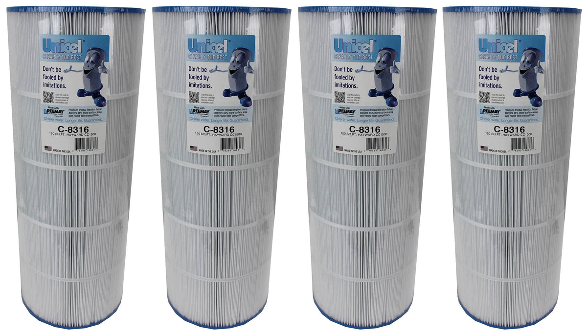 Unicel C-8316 Replacement 150 Sq Ft Pool Filter Cartridge, 215 Pleats, 4 Pack