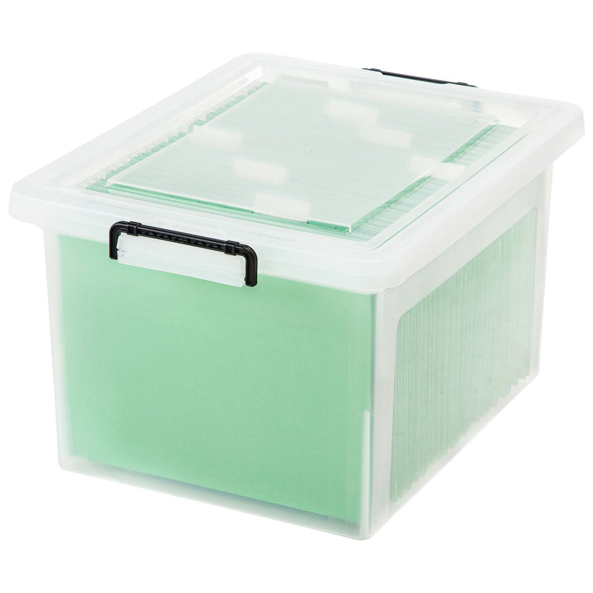 IRIS USA Letter and Legal Size File Box Storage w/ Buckle, Clear (6 Pack)