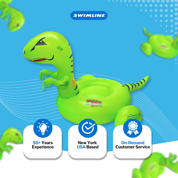 Swimline Giant 78" Inflatable Dinosaur Swimming Pool or Lake Floating Water Raft - VMInnovations