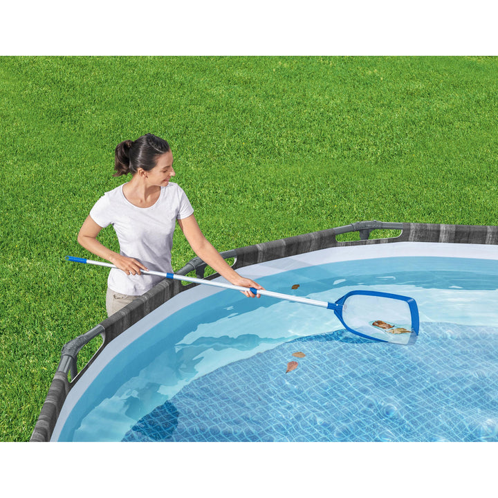 Bestway 14 Ft Round Above Ground Solar Pool Cover & FlowClear AquaScoop Skimmer - VMInnovations