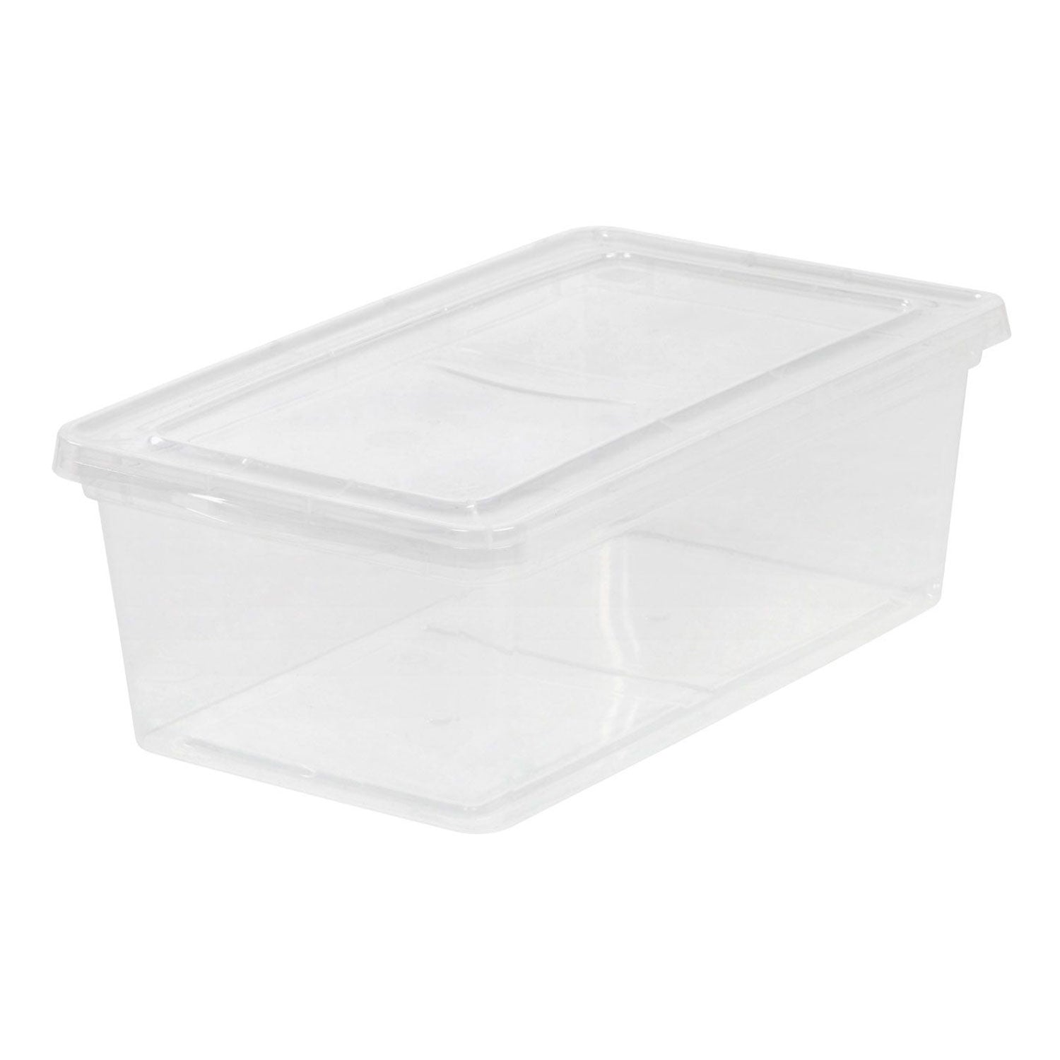 IRIS USA 6 Quart Plastic Storage Box Tote Bin Non Latching lid, Clear (12 Pack)