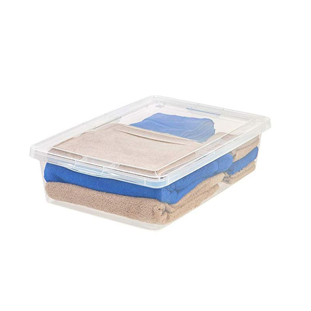 IRIS USA 28 Quart Plastic Storage Box with Non Latching Lid, 2 pack (Open Box)