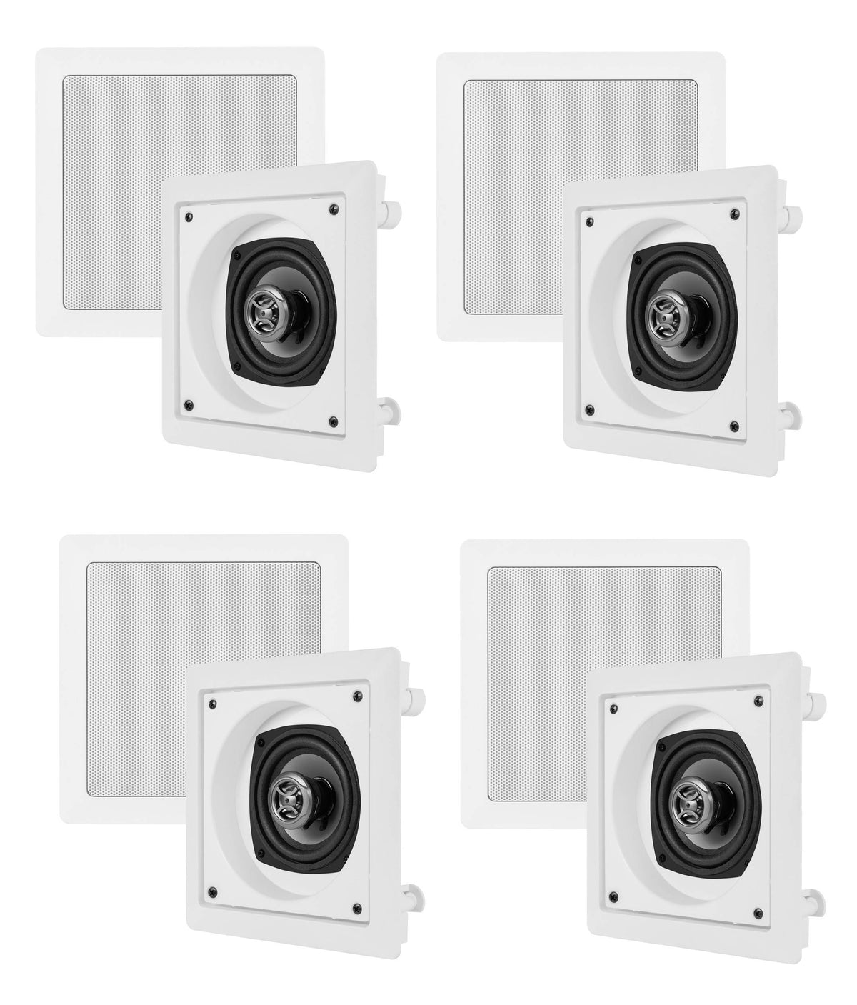 8) VM AUDIO Shaker 4" 100 Watt 2 Way Square In Ceiling/In Wall Surround Speakers