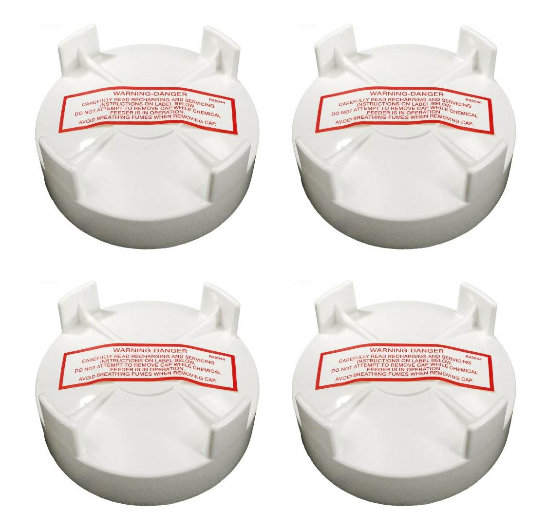 4) NEW Pentair R172008W Pool Spa Threaded White Cap Replacements Rainbow Feeder