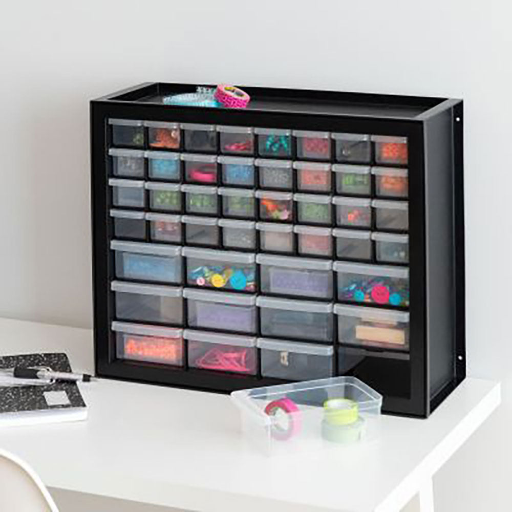 IRIS USA Screw Tool Organizer Small Parts Cabinet, 44-Drawer, Electronics Hardware Nuts and Bolts Plastic Storage Drawers Garage Storage, Stackable Bead Craft Organizer Building Bricks Sorter, Black - VMInnovations