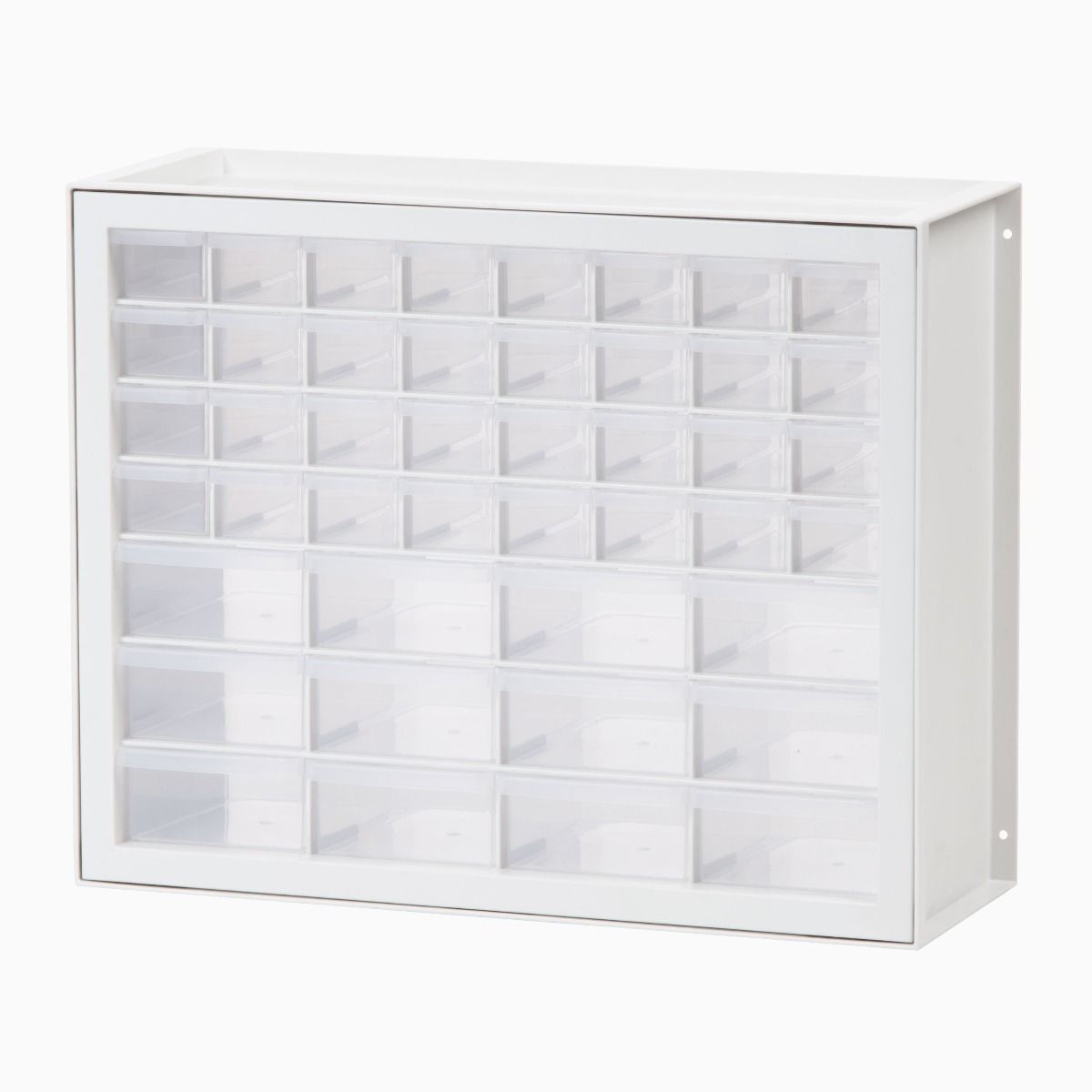 Iris 44 Drawer Clear Plastic Craft Garage Workshop Storage System Cabinet, White