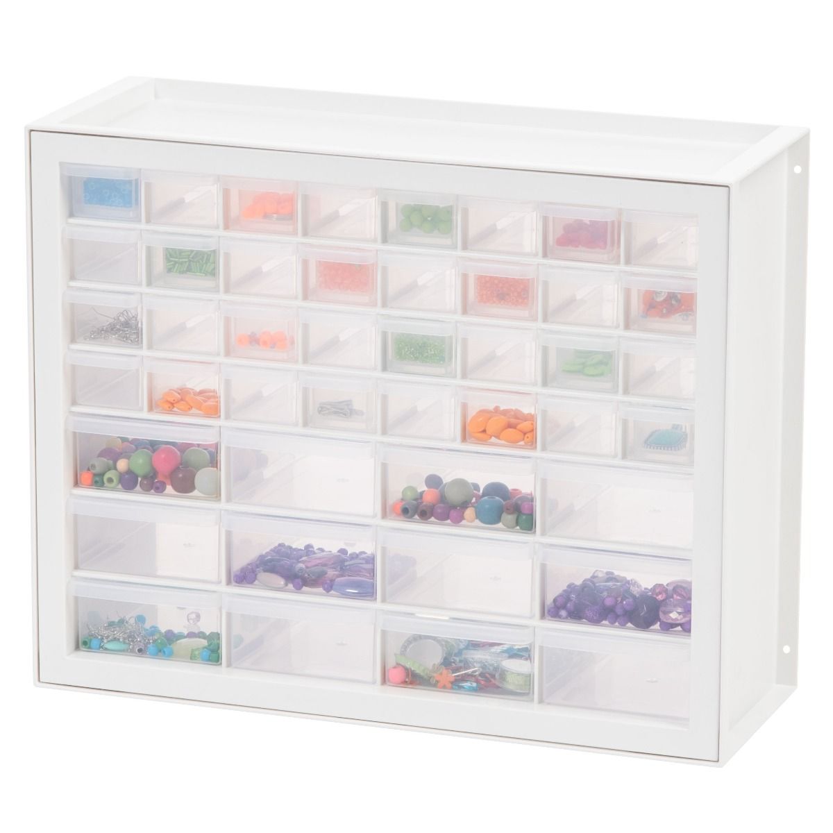 Iris 44 Drawer Clear Plastic Craft Garage Workshop Storage Cabinet (2 Pack)