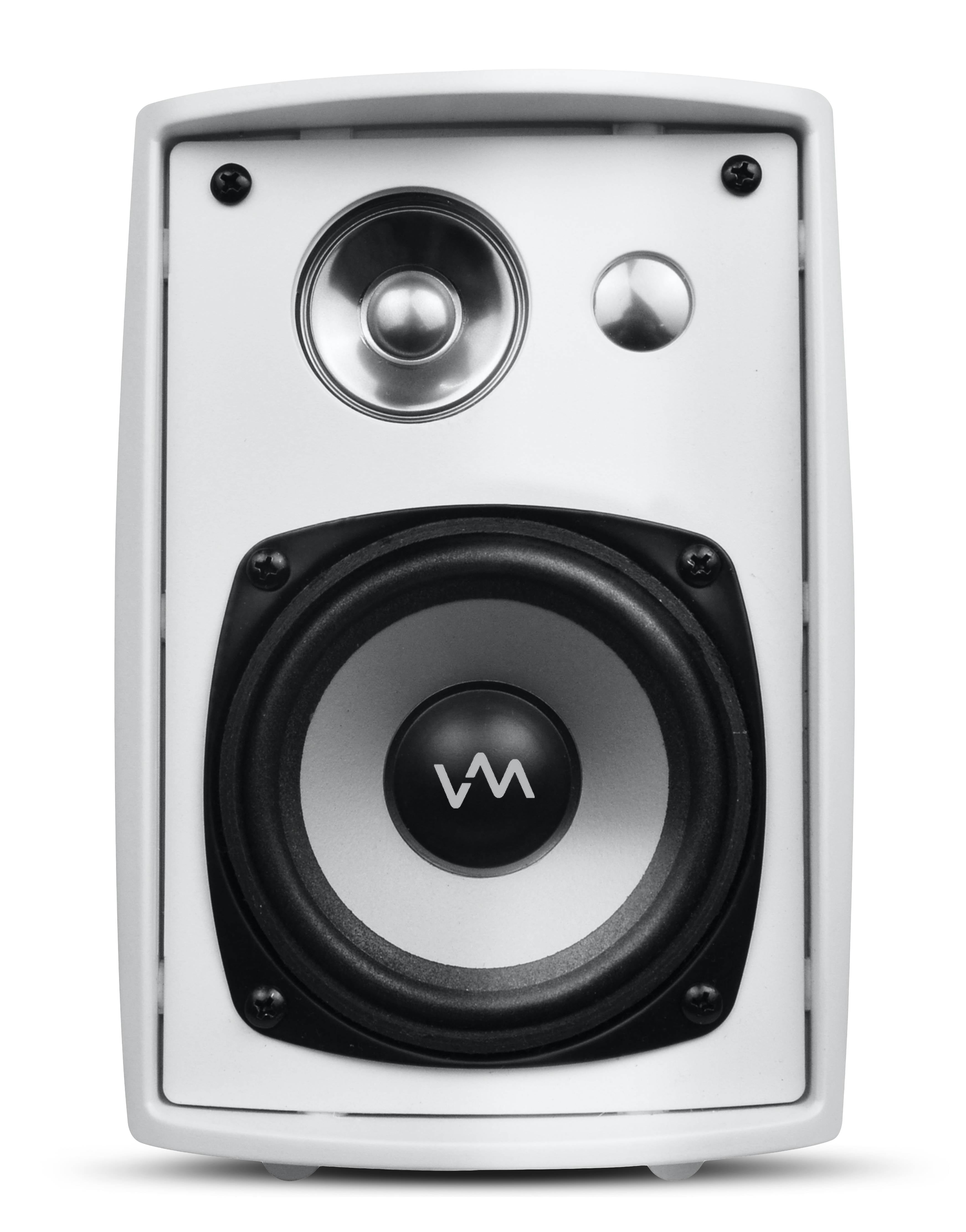VM Audio SR-WOD4 White Pair Waterproof Indoor/Outdoor Speakers + 100 Ft. Wiring
