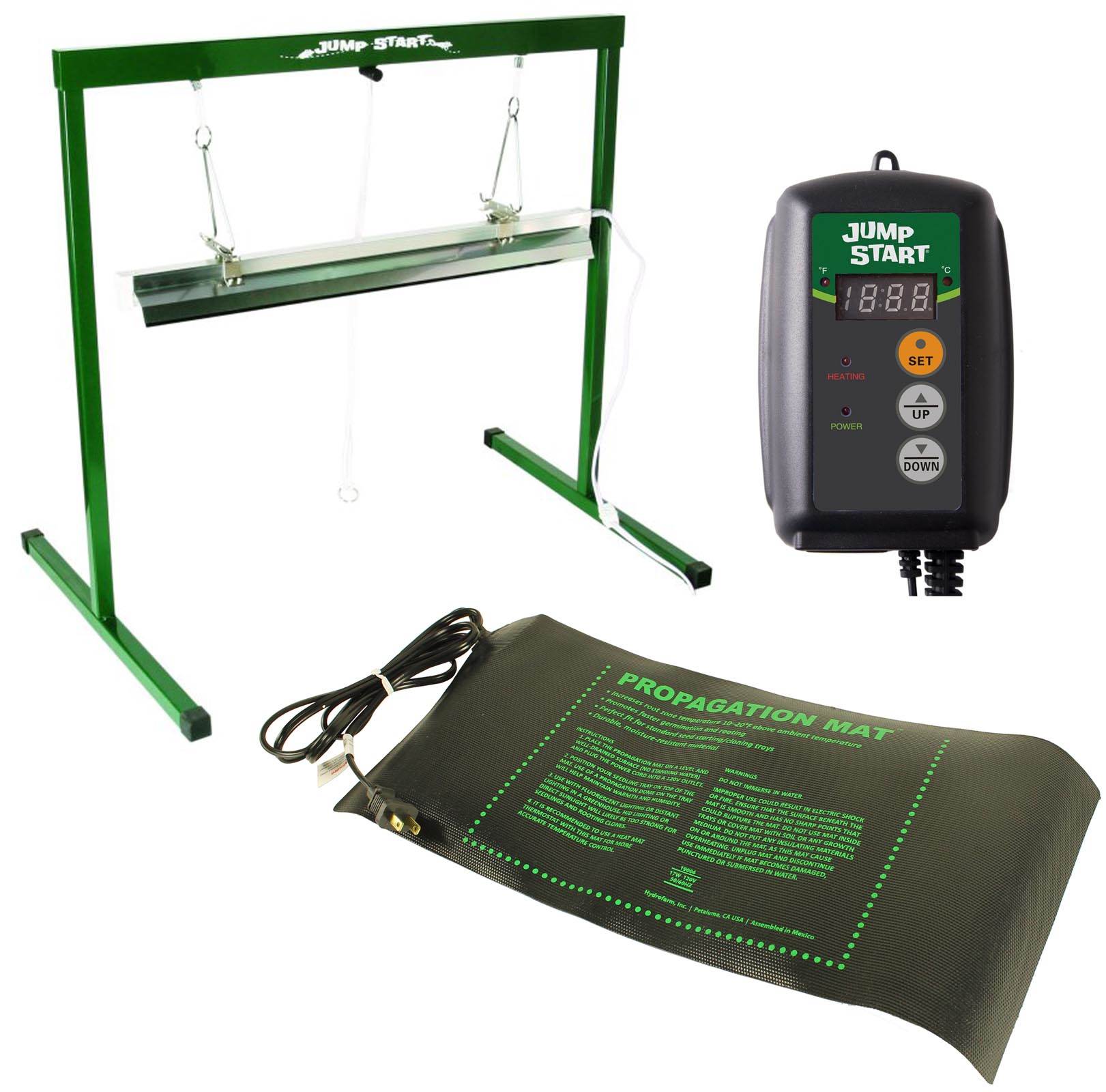 17W Seedling Heat Mat + Hydrofarm MTPRTC Temp Controller & JSV2 Lighting System