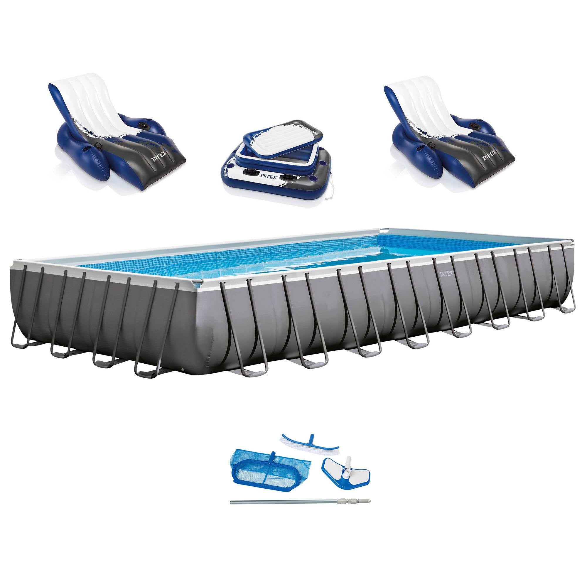 Intex 32ft x 16ft x 52in Ultra Frame Above Ground Rectangular Swimming Pool Set