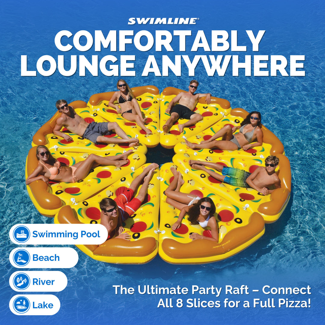 Swimline Giant 72" Inflatable Pizza Slice Swimming Pool Floating Water Raft - VMInnovations