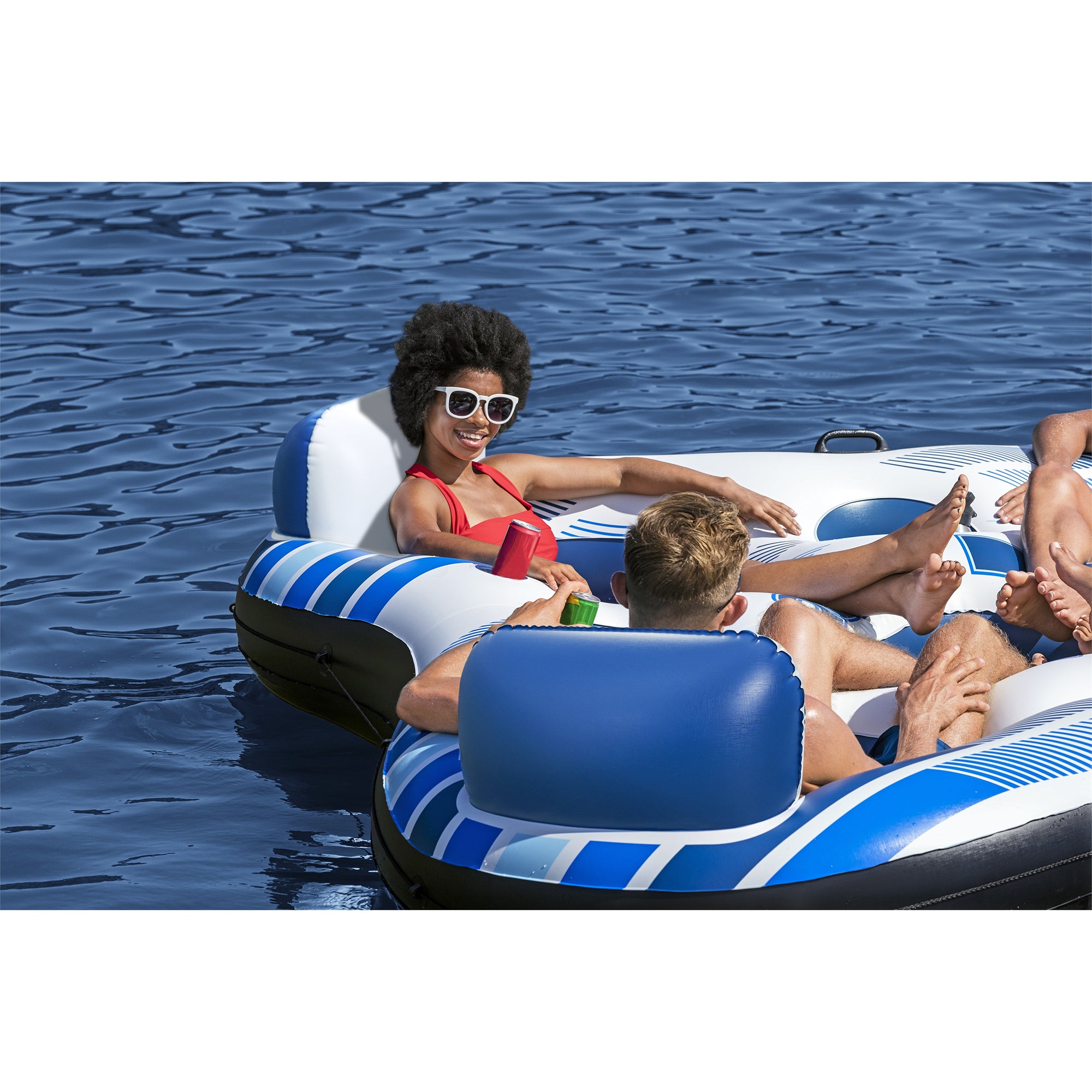 Bestway Hydro-Force Rapid Rider 4 Person Inflatable River Tube Lounger, Blue - VMInnovations