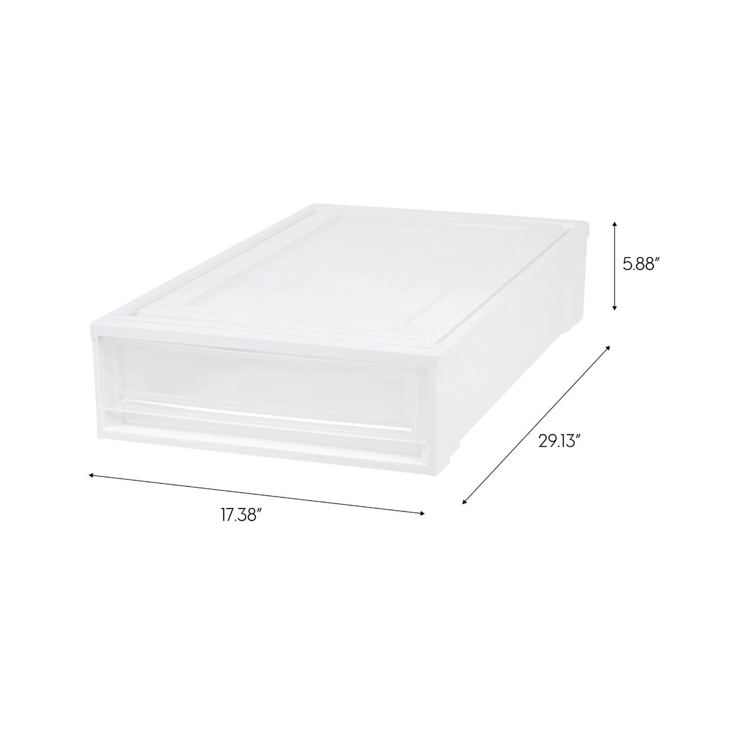 IRIS USA Under Bed Plastic Box Chest Drawer Storage Container, White (4 Pack)