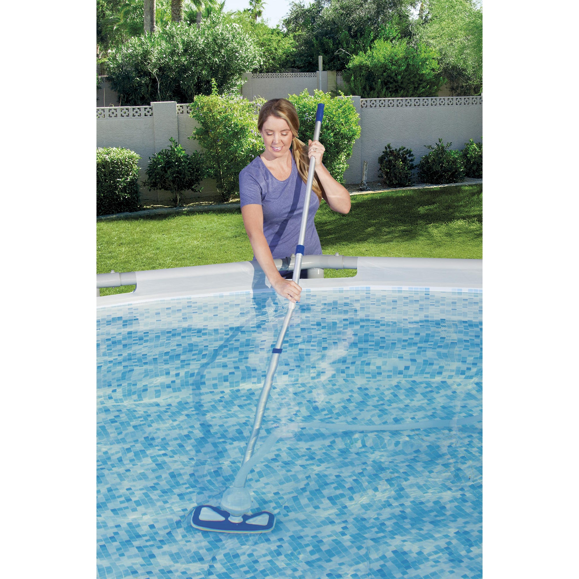 Bestway 18 Foot Power Steel Swimming Pool Set with Vacuum and Maintenance Kit - VMInnovations
