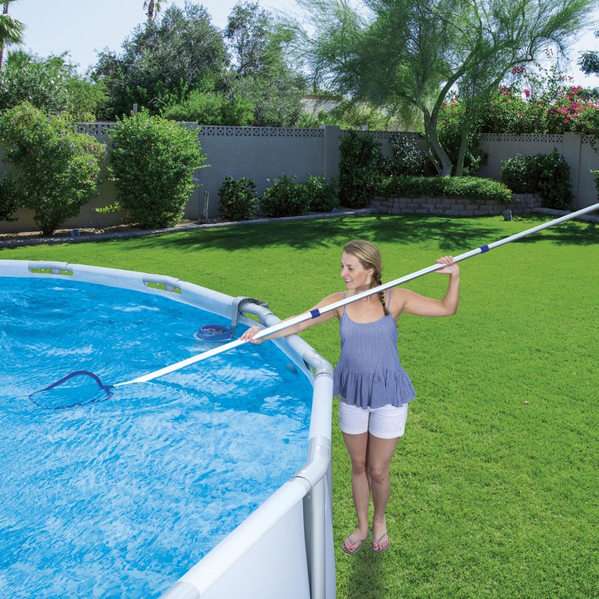 Bestway 18ft x 9ft x 4ft Rectangular Above Ground Swimming Pool w/ Accessories - VMInnovations