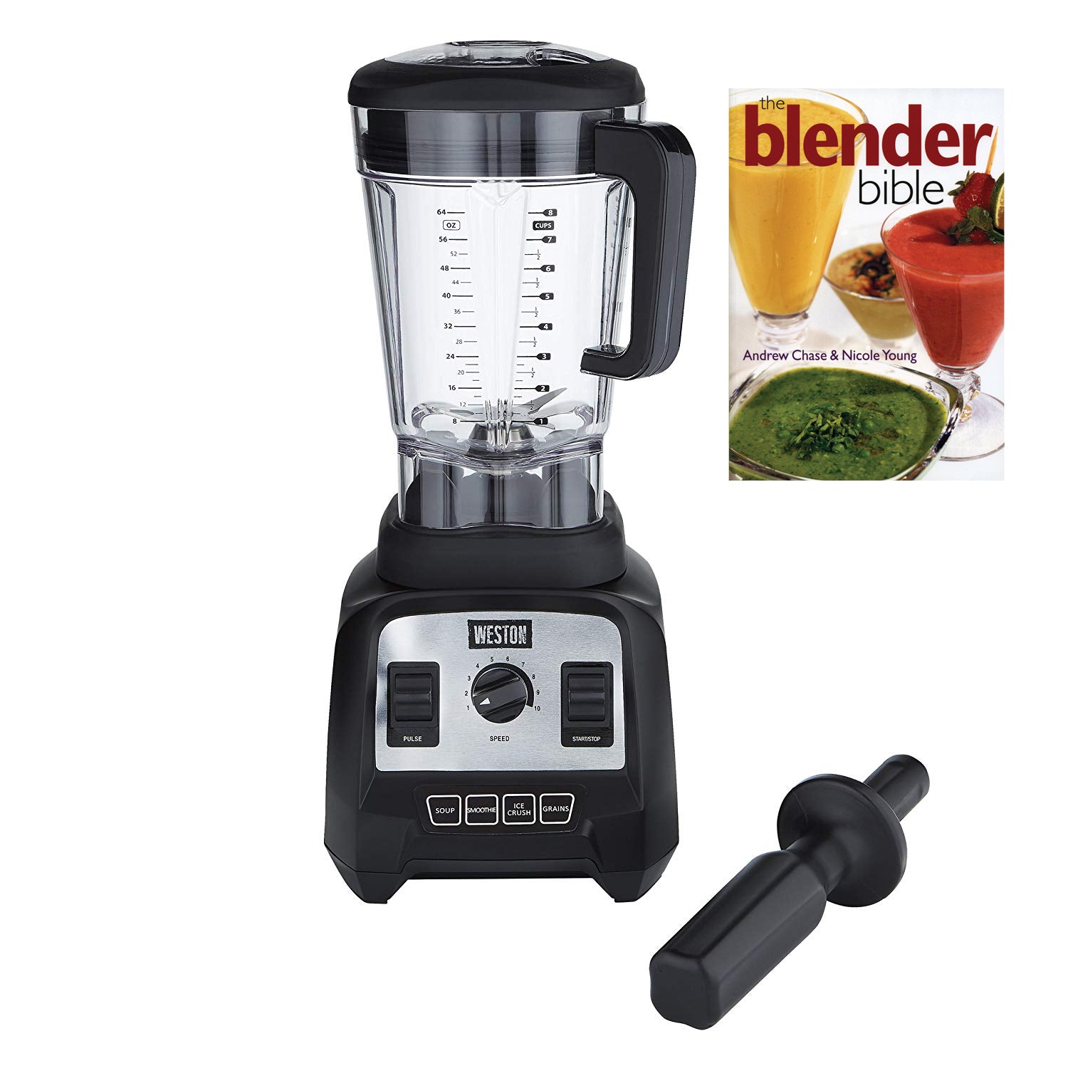 Weston 64 Oz Countertop Blender, Mini Recipe Book, & Blender Bible Recipe Book - VMInnovations