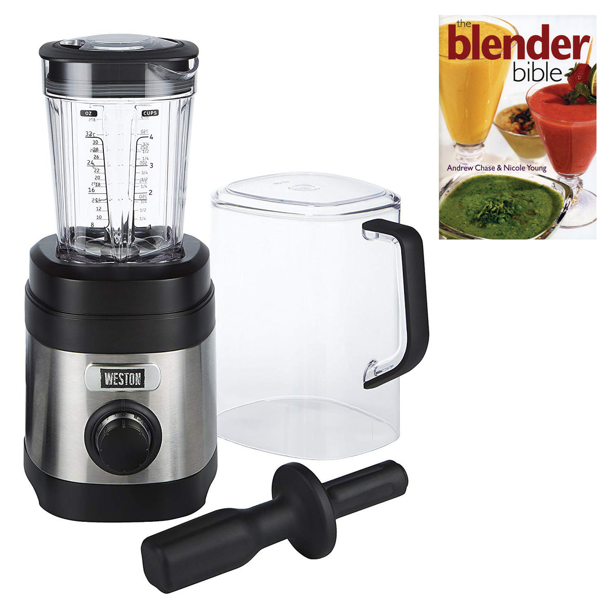 Weston 32 Oz Dishwasher Safe Kitchen Blender & Blender Bible 500 Recipe Book