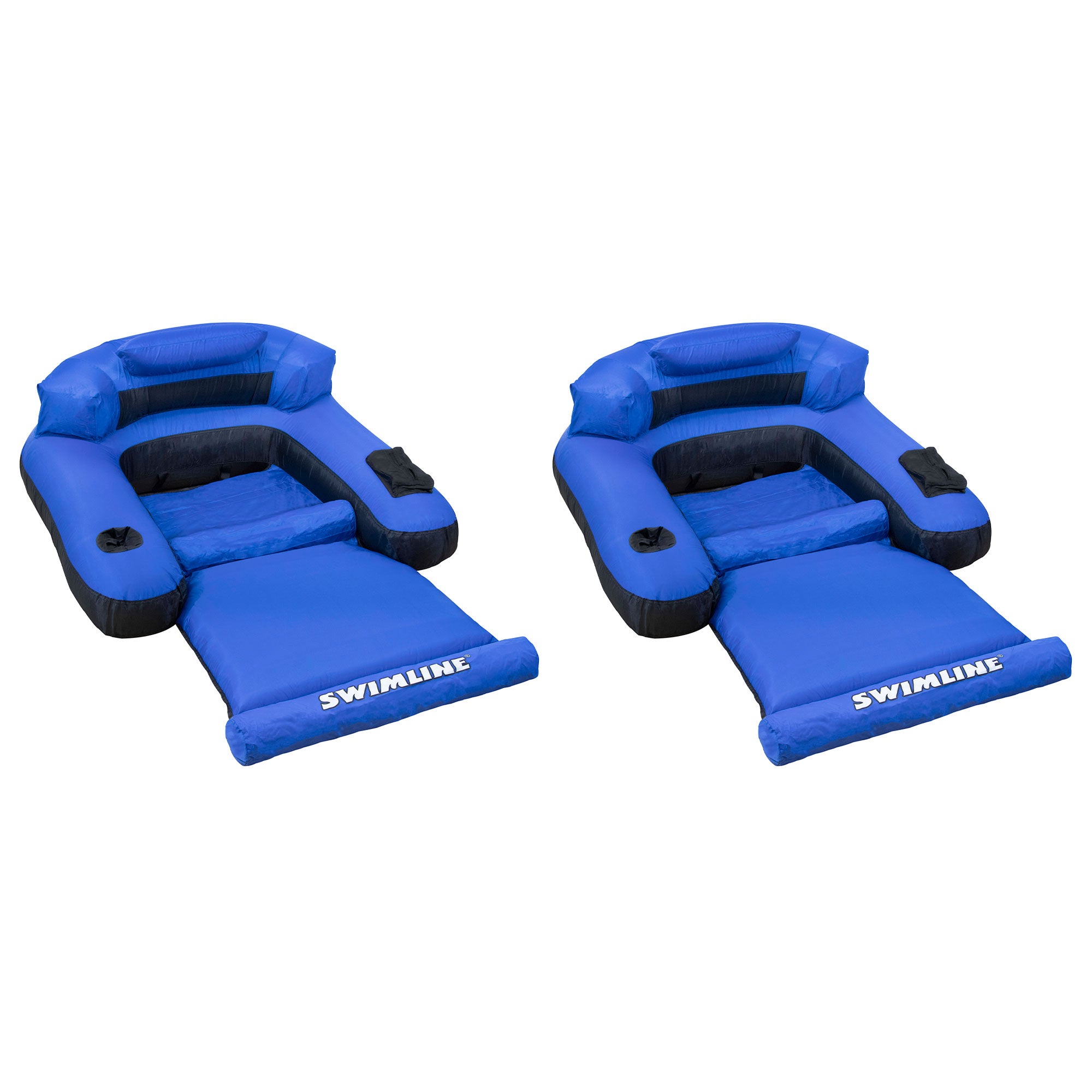 Swimline Swimming Pool Inflatable Nylon Vinyl Floating Loungers, Blue (2 Pack) - VMInnovations
