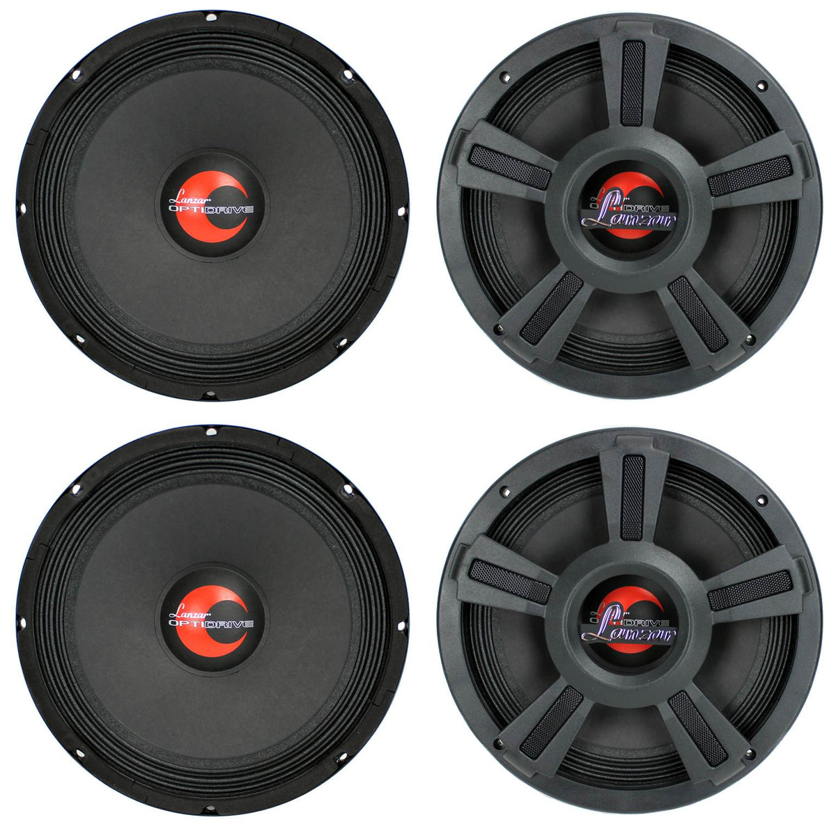 4) Lanzar OPTI10MI 10" 4000 Watt 4-Ohm High Power Mid Bass Car Audio Speakers