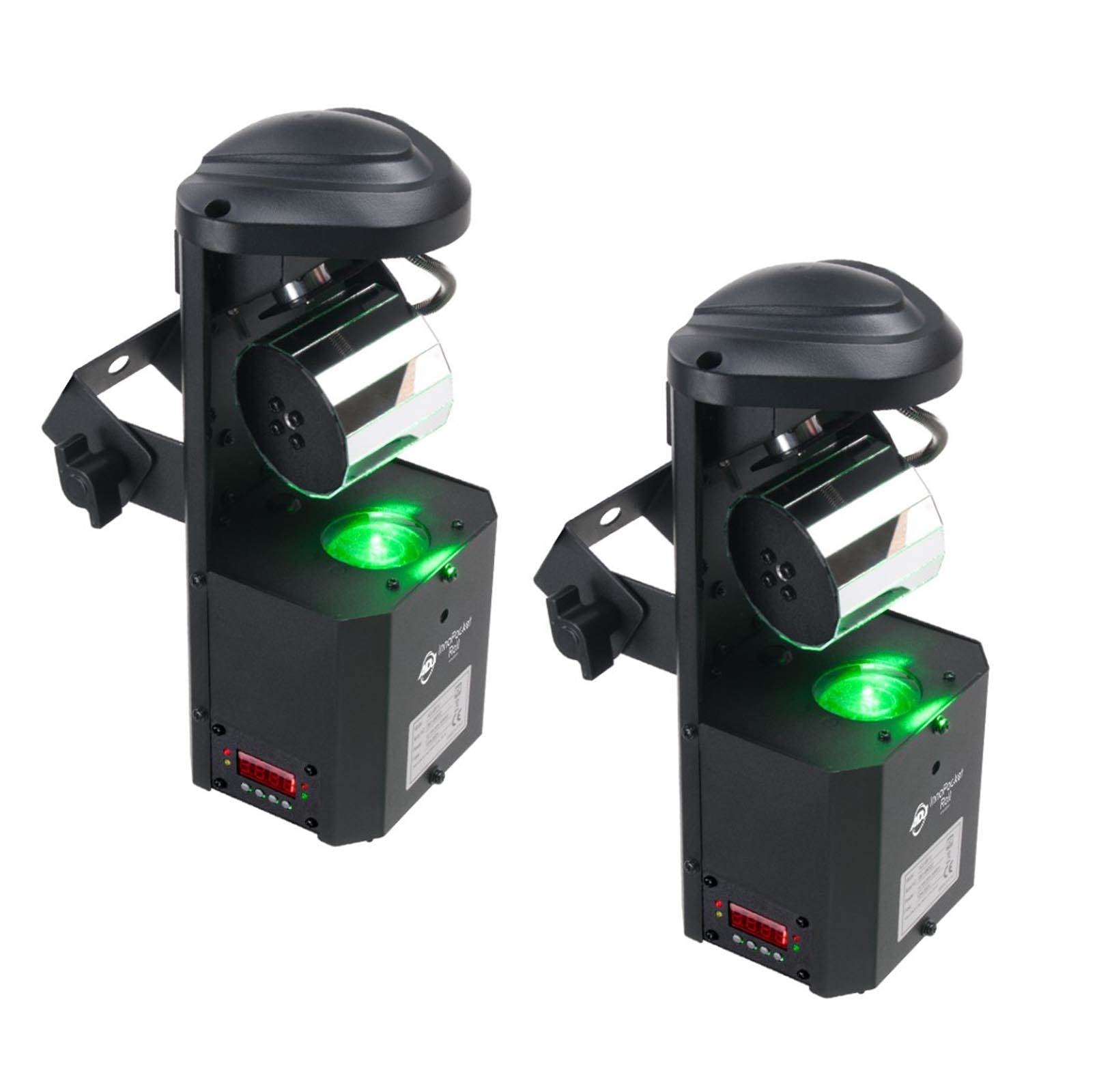 (2) AMERICAN DJ Inno Pocket Roll LED Mini Barrel Mirrored Scannner Effect Lights
