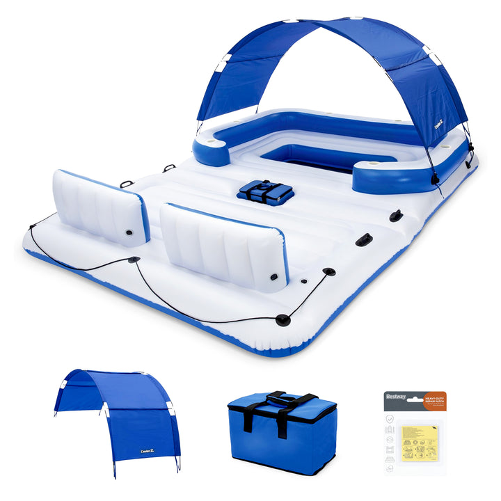 Bestway Hydro-Force Tropical Breeze 6 Person Inflatable Party Island Water Float - VMInnovations