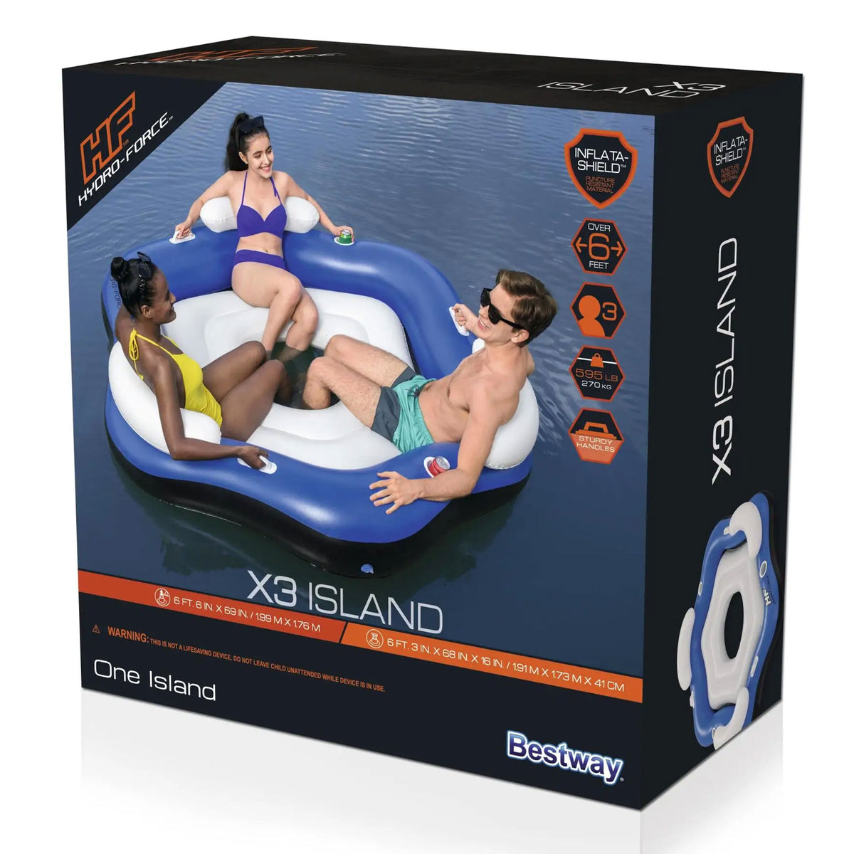 Bestway Hydro-Force X3 Inflatable Island Floating 3 Person Water Raft Inner Tube