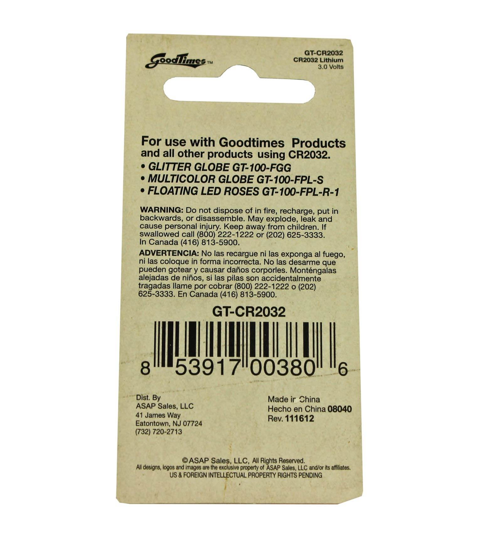 GoodTimes GT-CR2032 Lithium 3V Batteries for Small Electronics | Single - VMInnovations