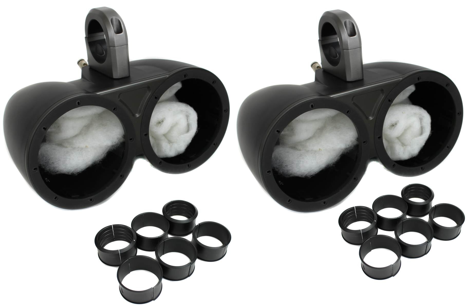4) Pyle PLMR60W 6.5" 300W Marine Speakers Wht + 2) Kicker 6.5" Dual Enclosure