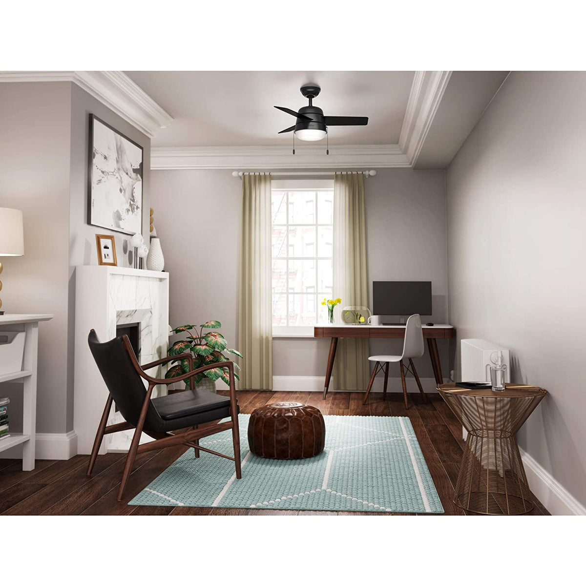 Hunter Fan Company Aker 32 Inch Ceiling Fan with LED Light Kit, Black (Open Box)