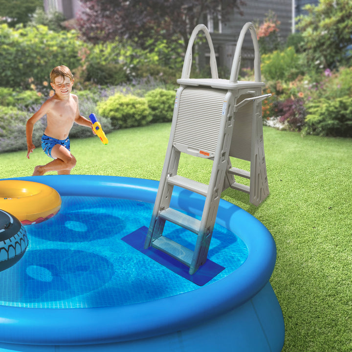Confer Plastics A-Frame Pool Ladder & Hydrotools by Swimline 9"x36" Ladder Mat - VMInnovations