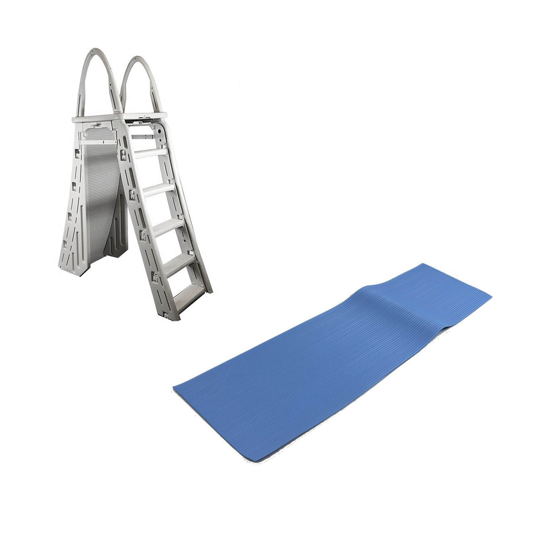 Confer Plastics A-Frame Pool Ladder & Hydrotools by Swimline 9"x36" Ladder Mat - VMInnovations