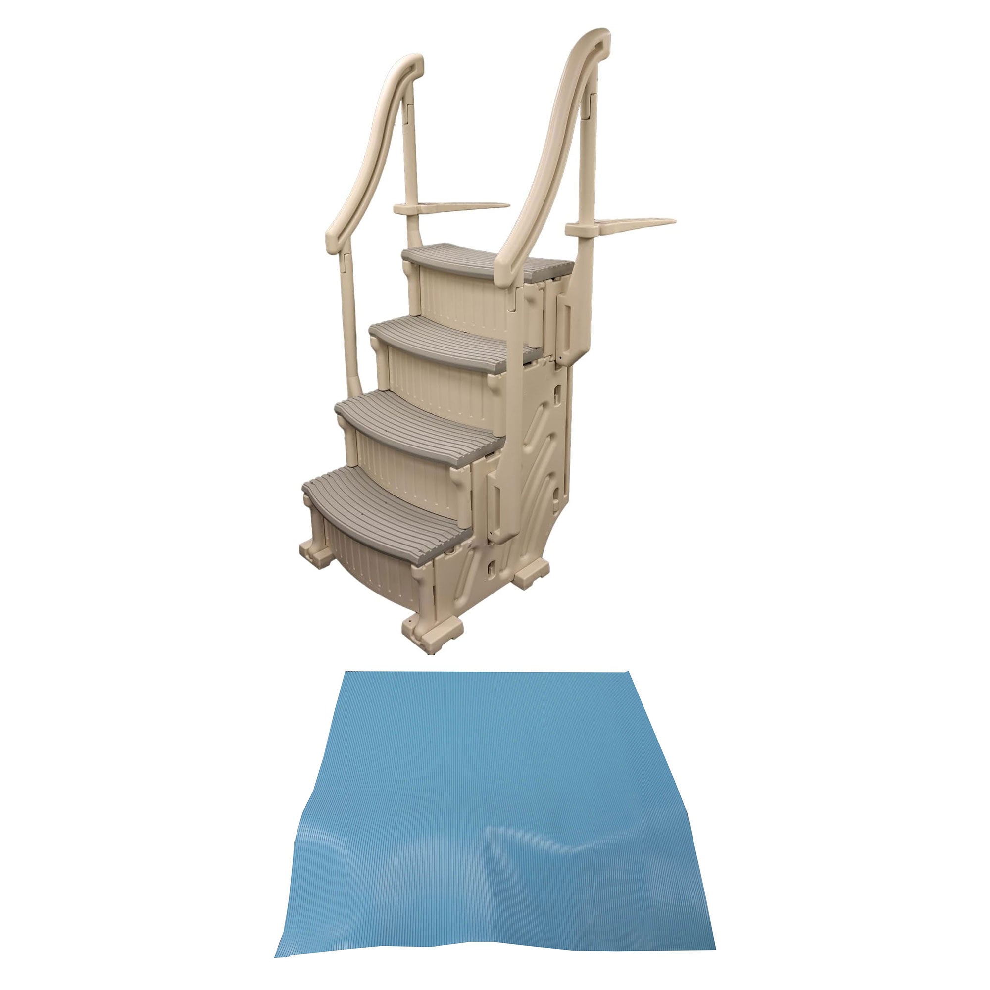 Confer Plastics Curved Pool Step & Hydrotools by Swimline 36"x36" Ladder Mat - VMInnovations