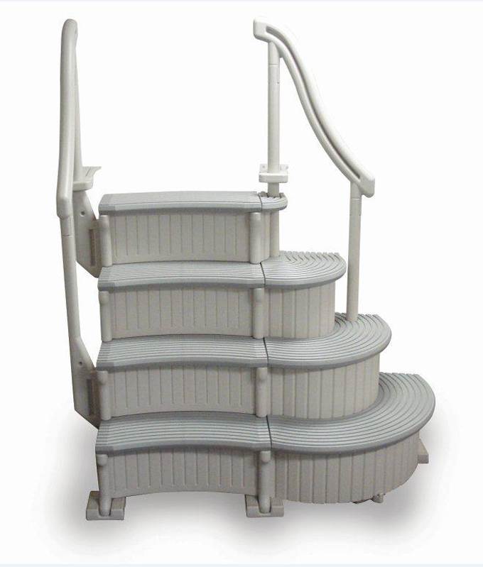 Confer Plastics Curved Pool Stairs, Add-On Steps & Swimline 36" x 36" Ladder Mat