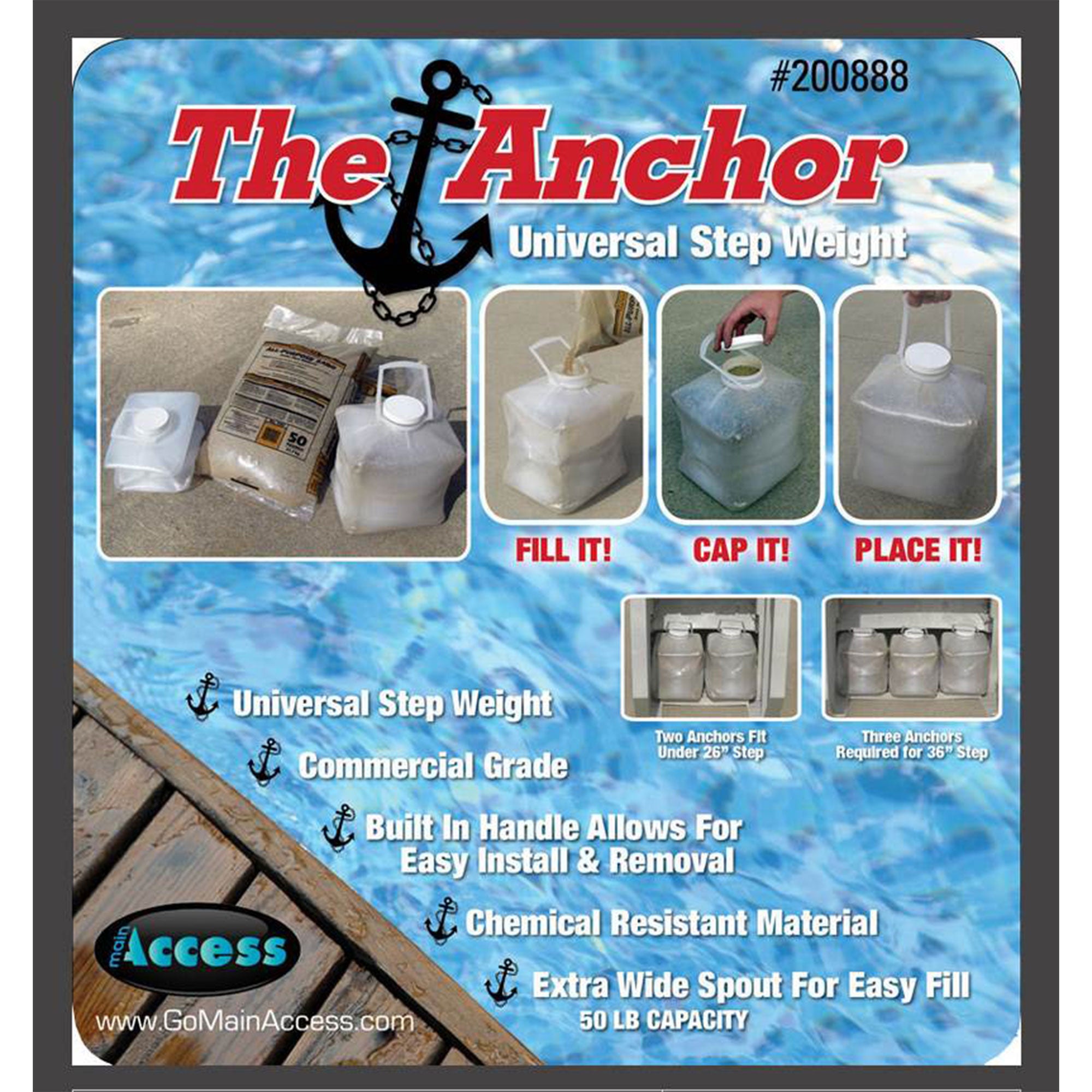 Main Access 200100T Above Ground Pool Ladder Steps w/ Mat Pad + 2 Sand Weights - VMInnovations
