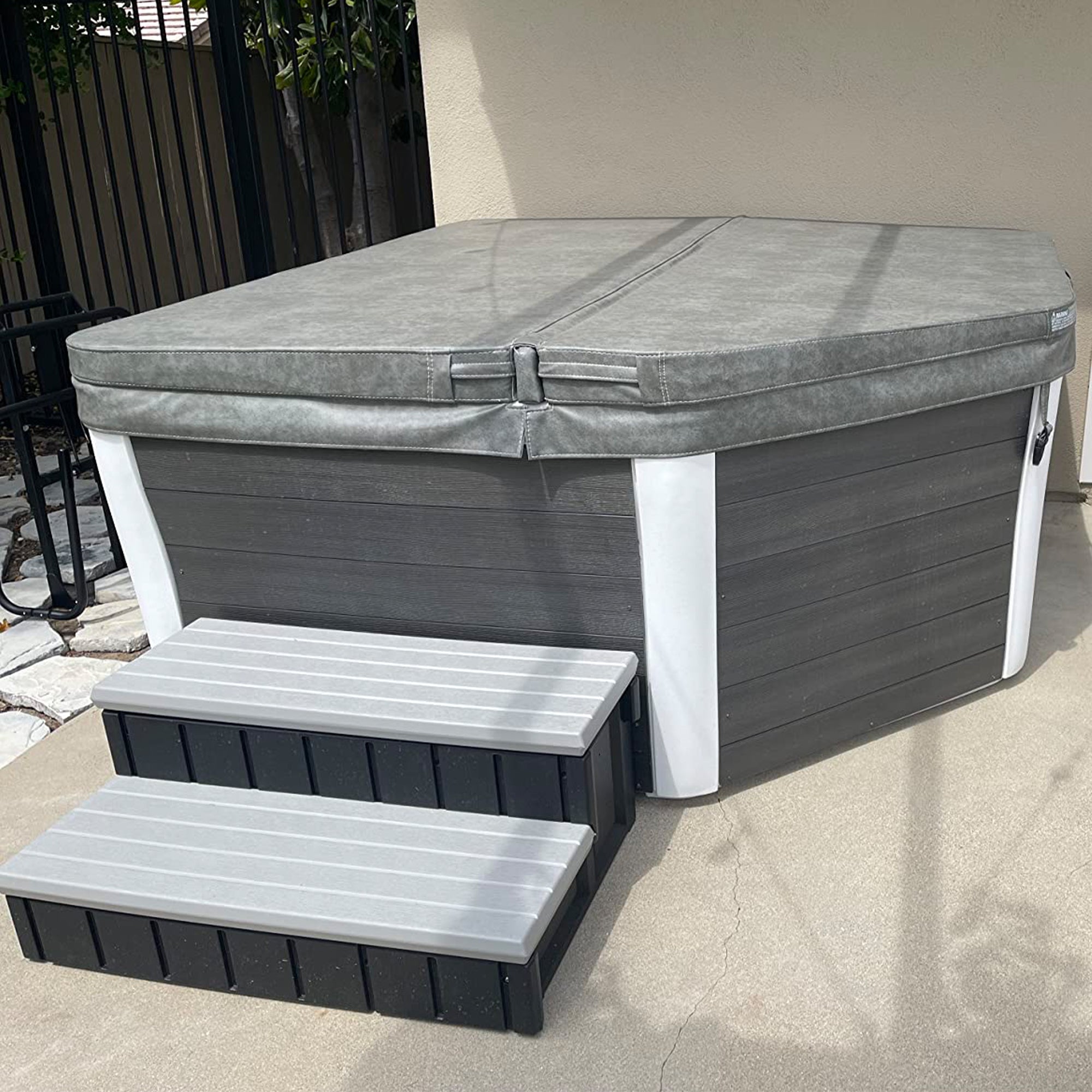 Confer 36" Resin Hot Tub & Spa Steps with Storage, Gray/Black (For Parts) - VMInnovations