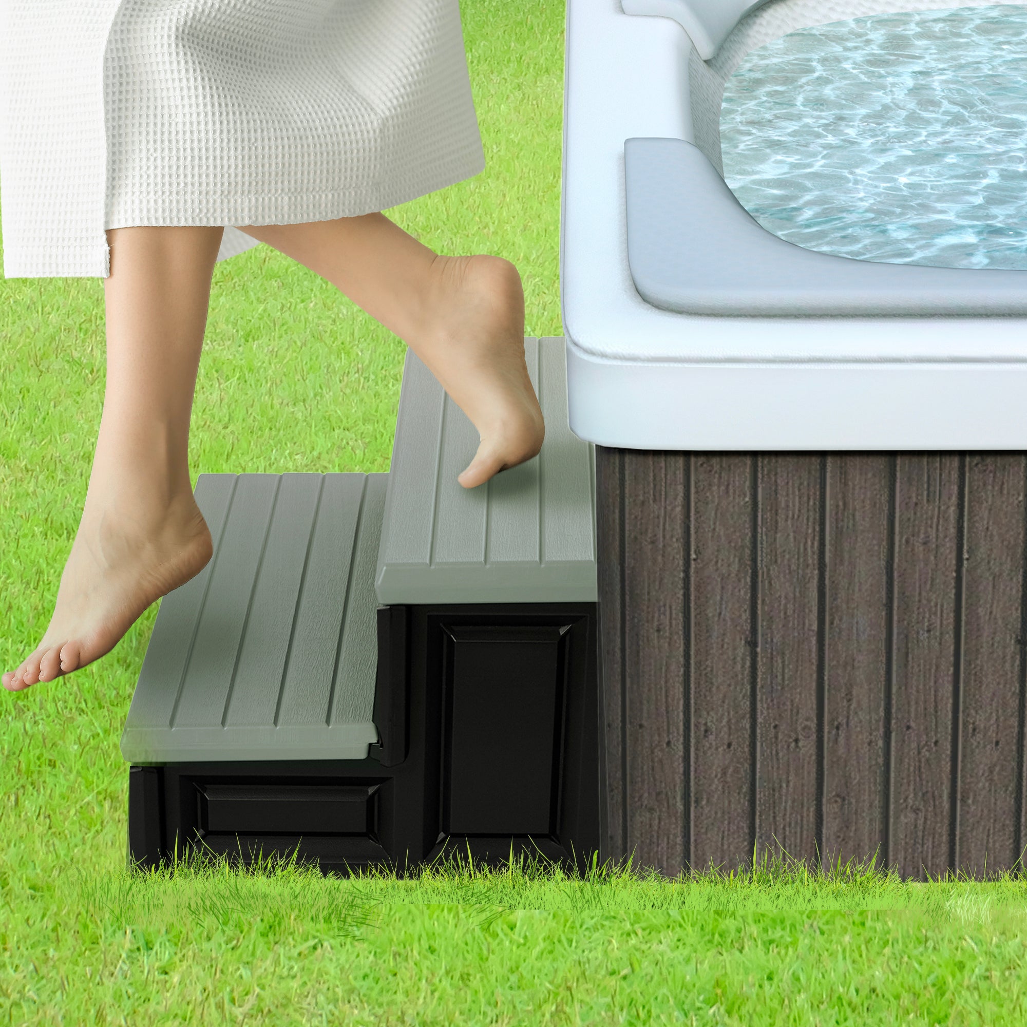Confer Plastics Leisure Accents Deluxe Spa Steps, 36" Hot Tub Stairs, Gray(Used) - VMInnovations