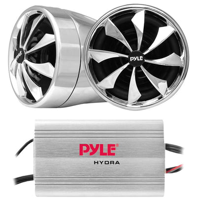 2) Pyle PLMCS94 3" 800W Weatherproof Dual Mount Speakers + 800W 4-Ch Marine Amp