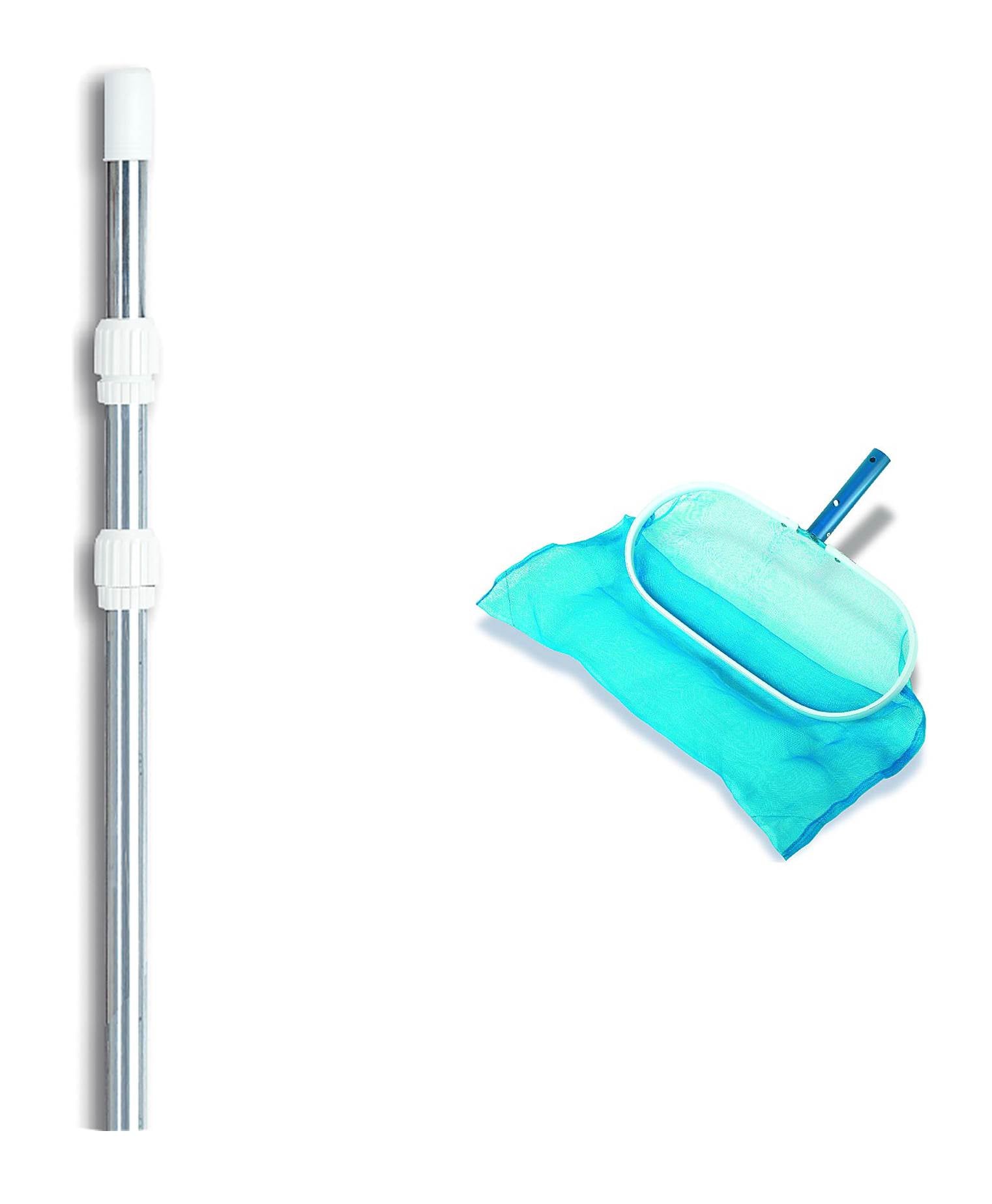 Hydrotools Swimming Pool Deep Rake Leaf Debris Bag w/ 4-12' Telescopic Pole