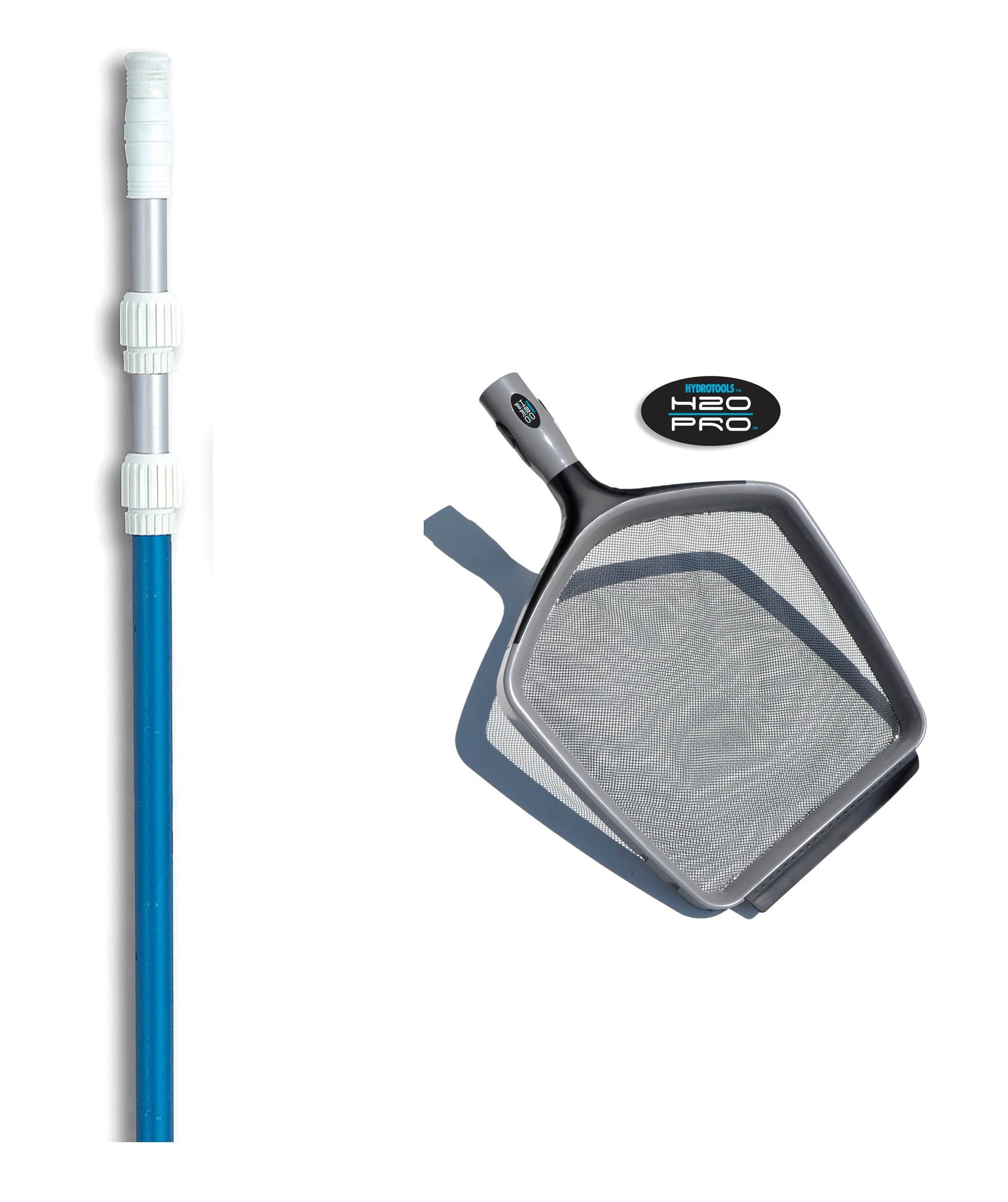 Hydrotools 80600 Swimming Pool H20 PRO 12" Leaf Skimmer w/ 5-15' Telescopic Pole