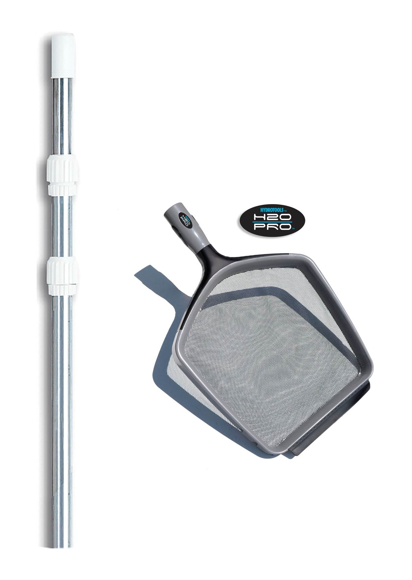 Hydrotools 80600 Swimming Pool H20 PRO 12" Leaf Skimmer w/ 4-12' Telescopic Pole
